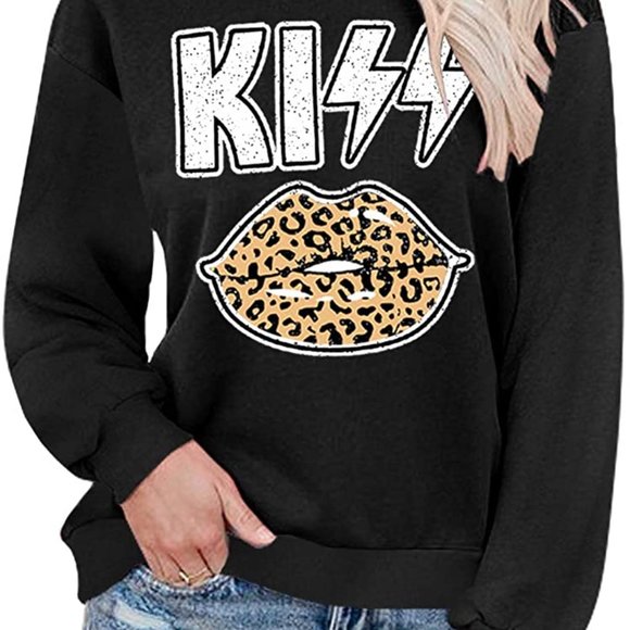 Women's Long Sleeve Leopard Lip Graphic Sweatshirt - Picture 5 of 6